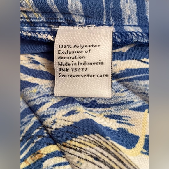 Nine West Pleated Skirt XXL Flared Pleated Blue Yellow White Waves Career 2X - Picture 7 of 7